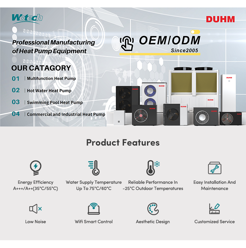 DUHM 4G 8kw Monobloc R290 Heat Pump For Efficiency Floor Heating And Hot Water