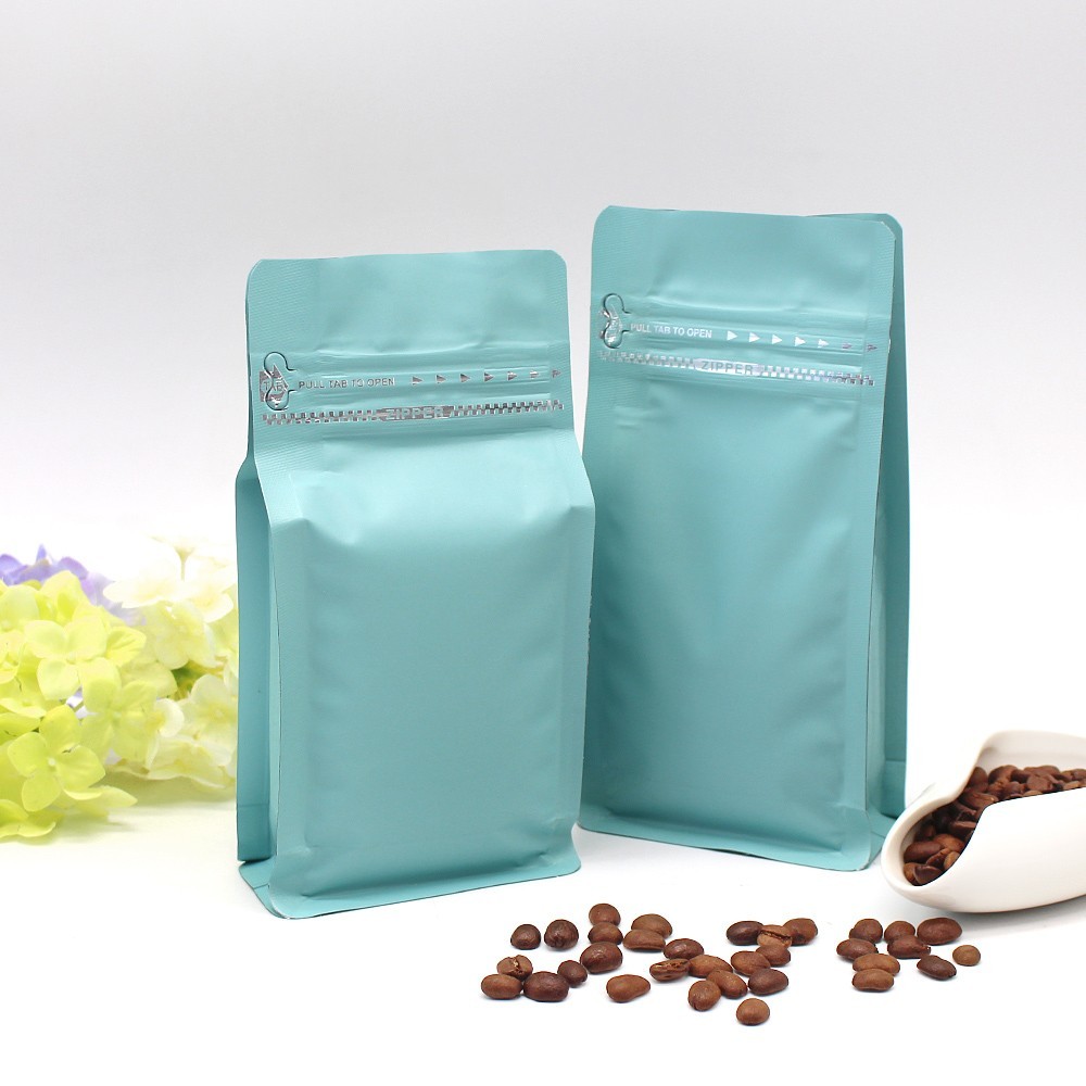 Stock Flat Square Bottom Storage Packing Bags Brown Kraft Paper For Green Tea Coffee