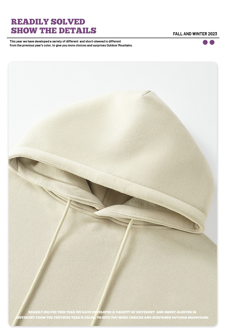 Heavy Embroidered Hooded Sweatshirt Crop 350gsm Heavyweight Cotton French Terry Thick Fleece Hoodie Men