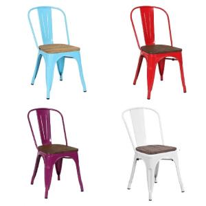 China Red Blue Stackable Metal Outdoor Dining Chairs Antique Iron wholesale
