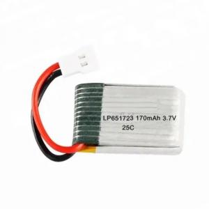 China Lithium Polymer Batteries 651723 3.7v 150mah 170mah Lipo Battery KC UL1642 IEC62133 Drones Mini RC Helicopter wholesale