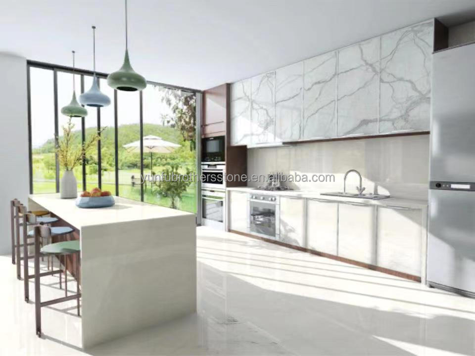 Custom Modern White Onyx Marble Slab for Staircase Dining Table Fireplace Stove Stone