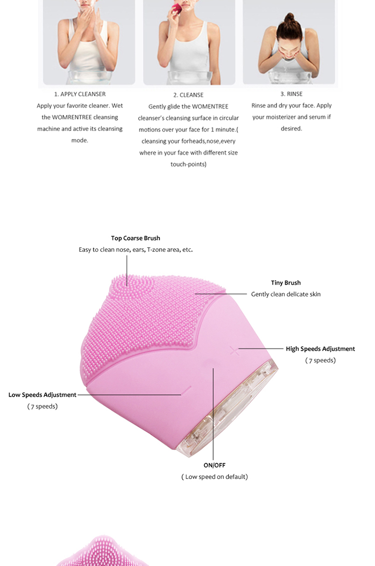 Dermabrasion Vibrating Rechargeable Facial Cleansing Brush DC 3.7 V Power