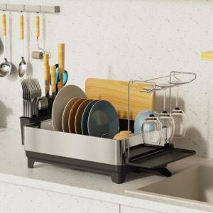 China Rectangle Detachable Stainless Steel Dish Drying Rack For Compact Kitchen wholesale