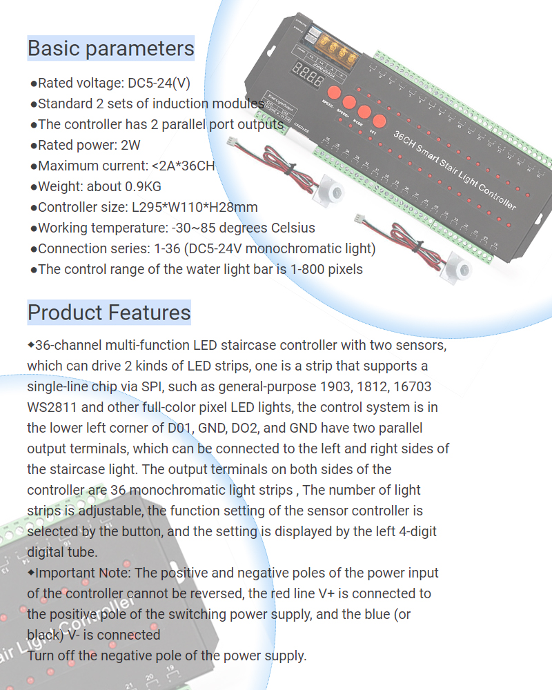 36 Channel Intelligent Pixel LED Stair Controller For LED Light