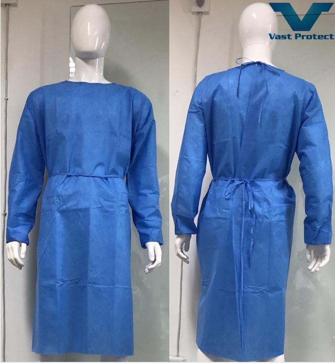 Disposable Fluid Resistant Healthcare Protective Hydroponic Soft SMS Isolation Gown