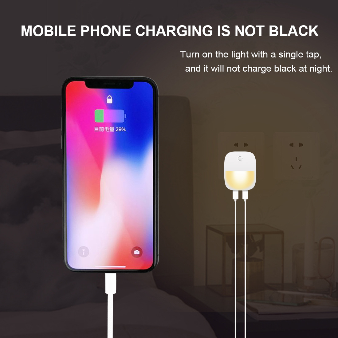 Plug in Night light with two USB charging port and 16 colors