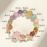 Crystal Gemstones Bracelet,Anxiety Stress Relief Bracelet Handmade Purple