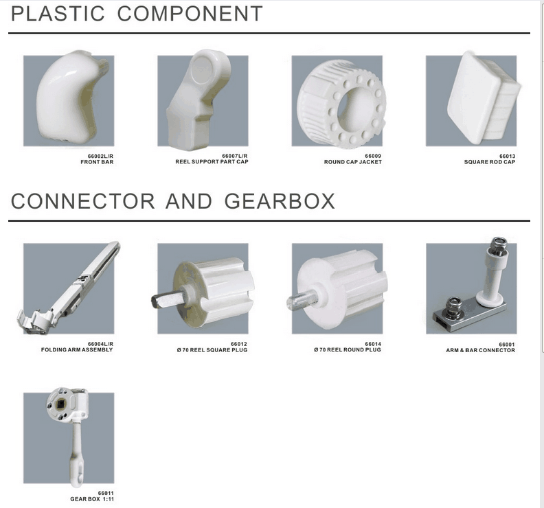 Aluminium Retractable Awning Hardware White Awning Components