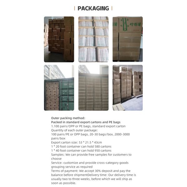 Eco-Friendly Bamboo Chopsticks 100% Natural Carbonized Tensoge Custom Print and Disposable for Household/Restaurant/Hotel