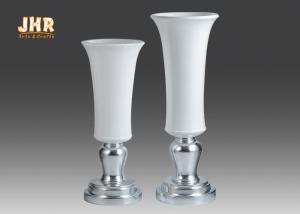 China White Fiberglass Floor Vases Homewares Decorative Items Silver Leaf Footed Table Vases wholesale