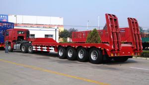 China 4 Axles 100 Tons Low Bed Truck Trailer For Crane Transportation Red wholesale