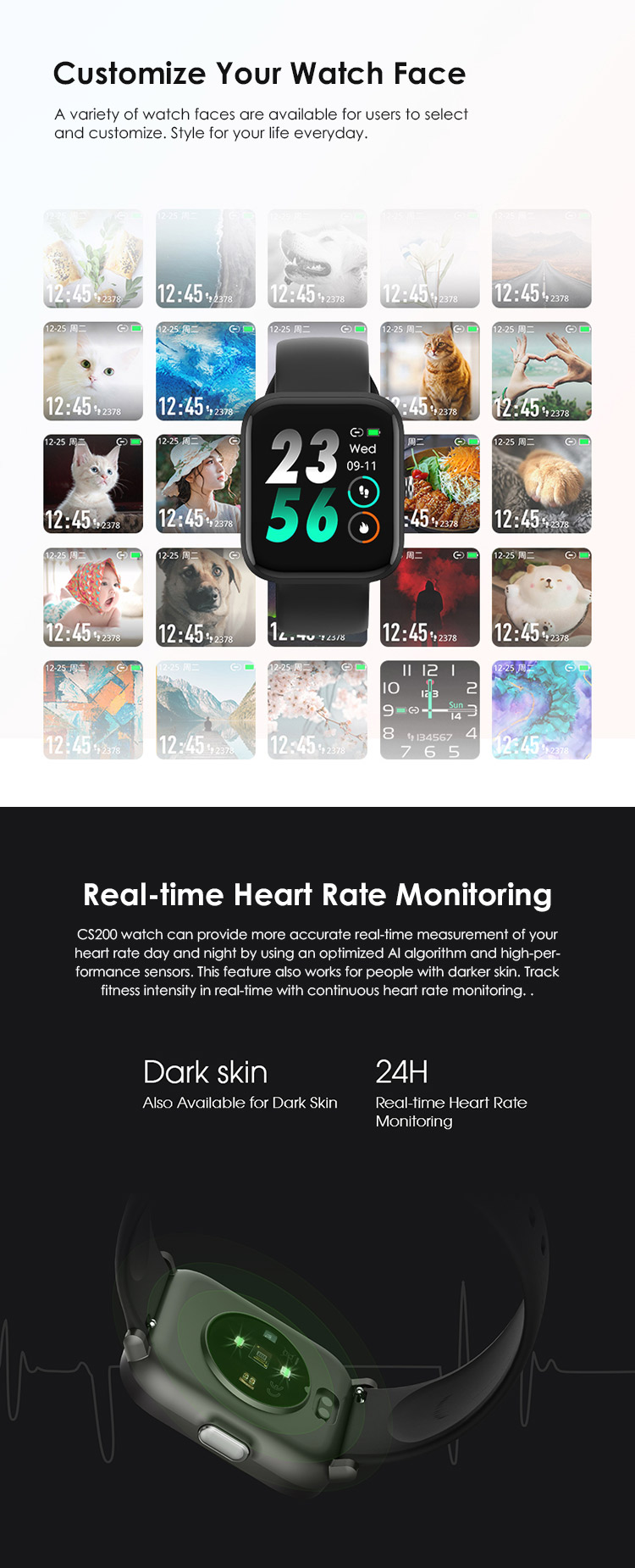 ODM Body Temperature Bluetooth 5.0 Waterproof Sport Smart Watch