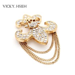 China VICKY.HSIEH Gold Tone Clear Rhinestone Pave Anchor Brooches wholesale
