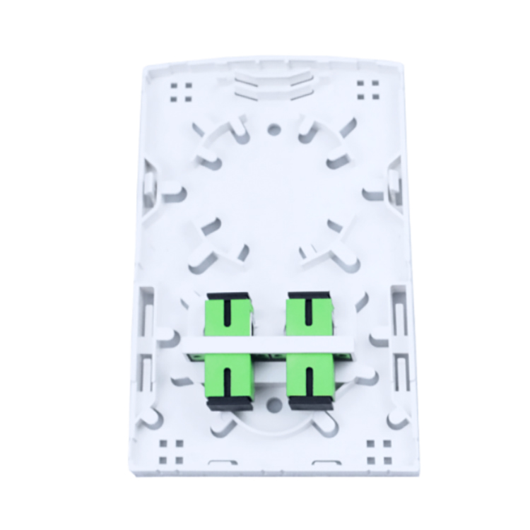 Plastic Fiber Optic Faceplate Socket Panel for FTTH and Installation in White 2 Cores