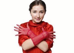 China Womens Red Fishnet Hand Gloves Fishnet Arm Socks For Wedding Party wholesale