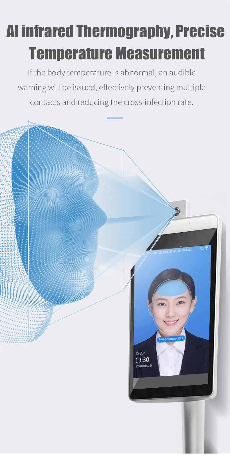 Body Temperature IR 1280 X 960 Facial Recognition Access Control
