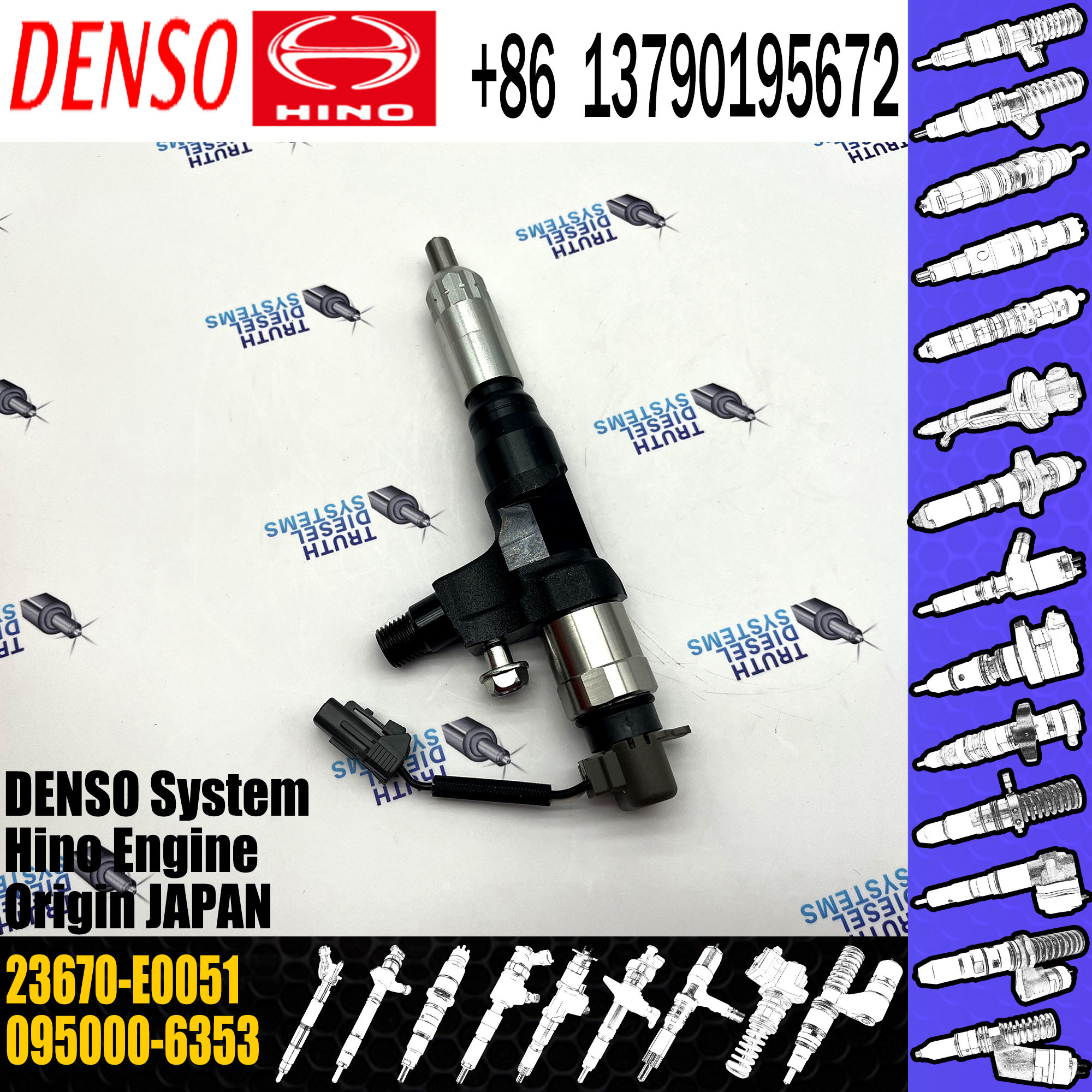 095000-6353 DENSO Diesel Injector Common Rail Fuel Injector HINO J05E