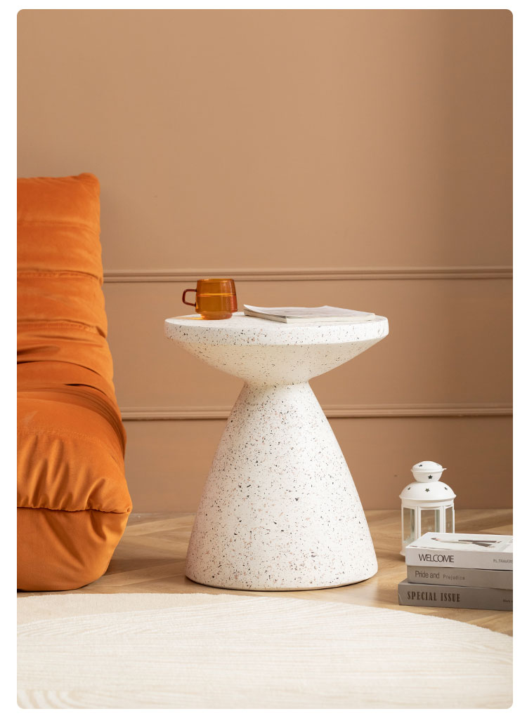 Round White Stone Cafe Table For Apartment Customizable