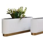 Large metal white flower pots artificial curved planter boxes