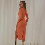 Hanging Neck Summer Casual Long Sleeve Maxi Party Dress