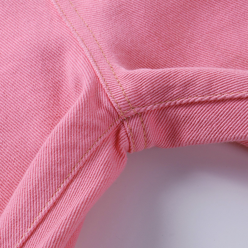 Pink Ripped High Waist Straight Wide Leg Jeans Women