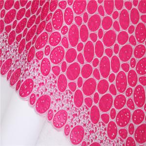 China African rhinestones high quality fushia pink with silver double organza lace fabrics wholesale