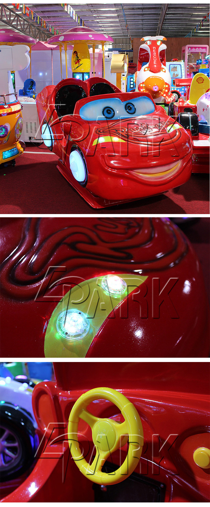 Fiberglass Double Players Kids Ride Moving Car Mobilization Game Machine