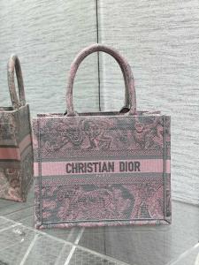 China Small Christian Dior Booktote Pink And Gray Toile De Jouy Sauvage Embroidery wholesale