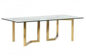 China 10 Person Gold Glass Mirrored Dining Table With Stainless Steel Base wholesale