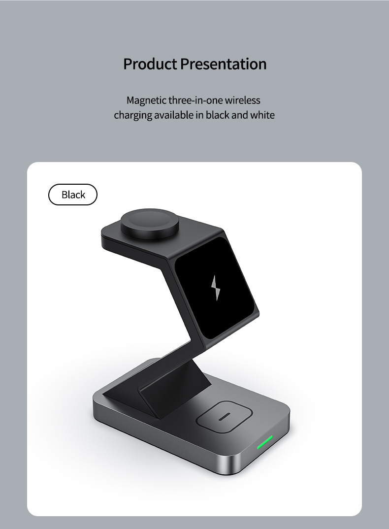 15W Fast Charge 3 In 1 Wireless Charger Stand for iPhone Watch Earphone Aluminum Alloy Protection