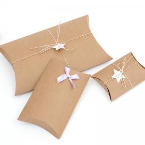 China Kraft paper bikini packaging pillow box with bowknot label printed bow-tie gift boxes wholesale