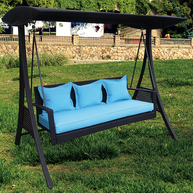 Rattan Swing Chair for Modern Brown Metal Garden Furniture and Swing