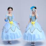China Girl's long princess dress for party,Christmas and halloween with 6 layers for sale