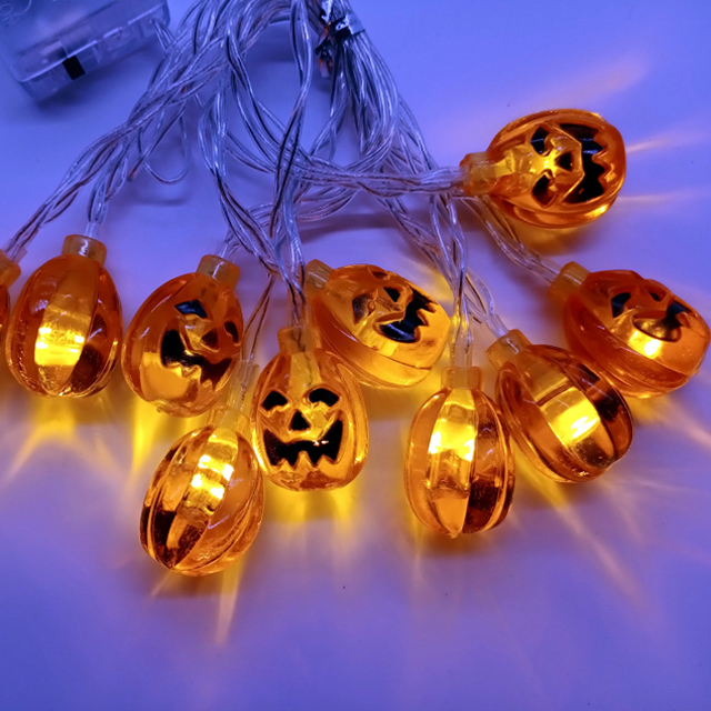 10LED Halloween Pumpkin Spider Bat Skull String Lights Lamp DIY Hanging Horror Halloween Decoration For Home Party Supplies