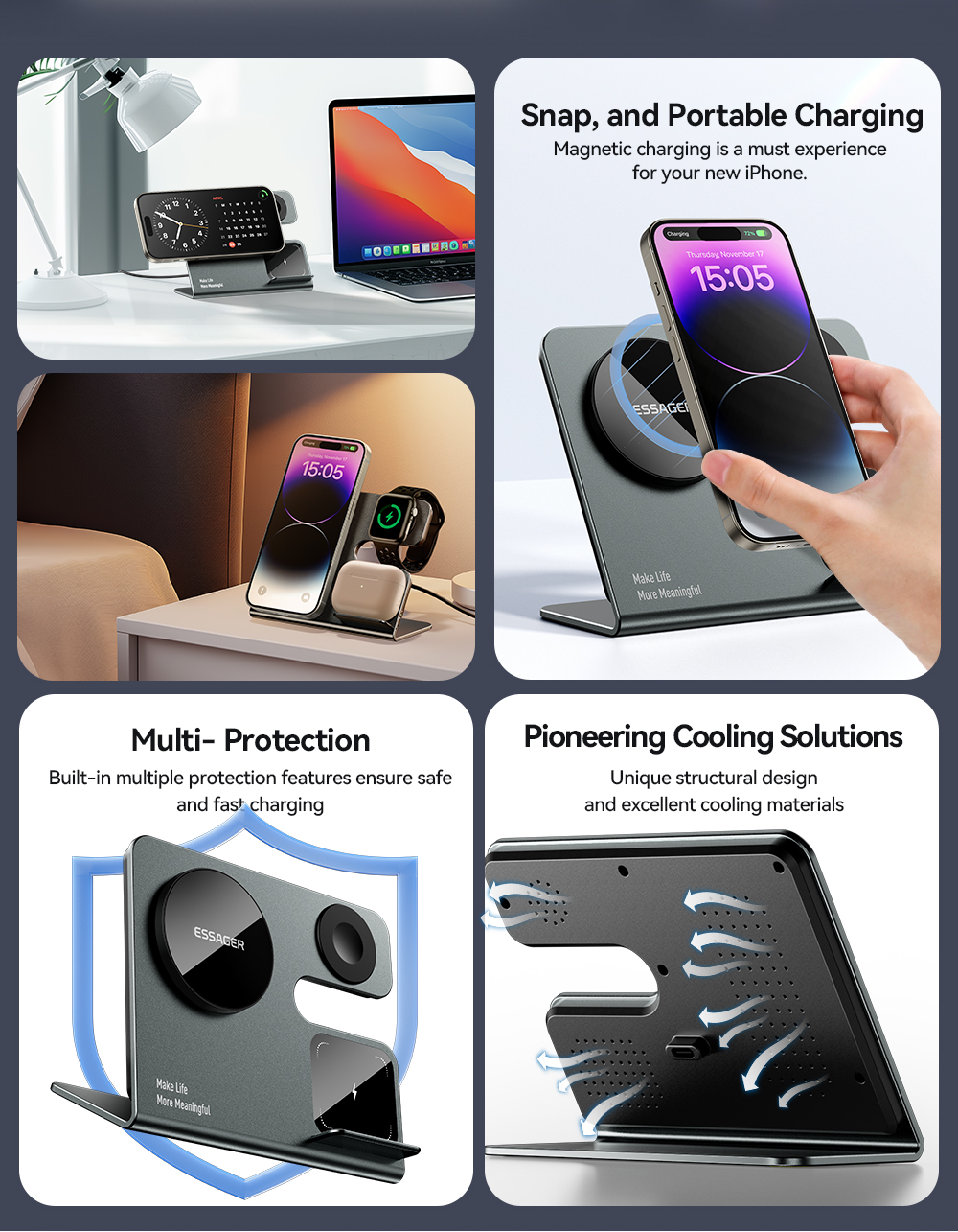 OJD-119 Series Fantasy 3 in 1 Wireless Charger PD Phone and Watch Charging Station