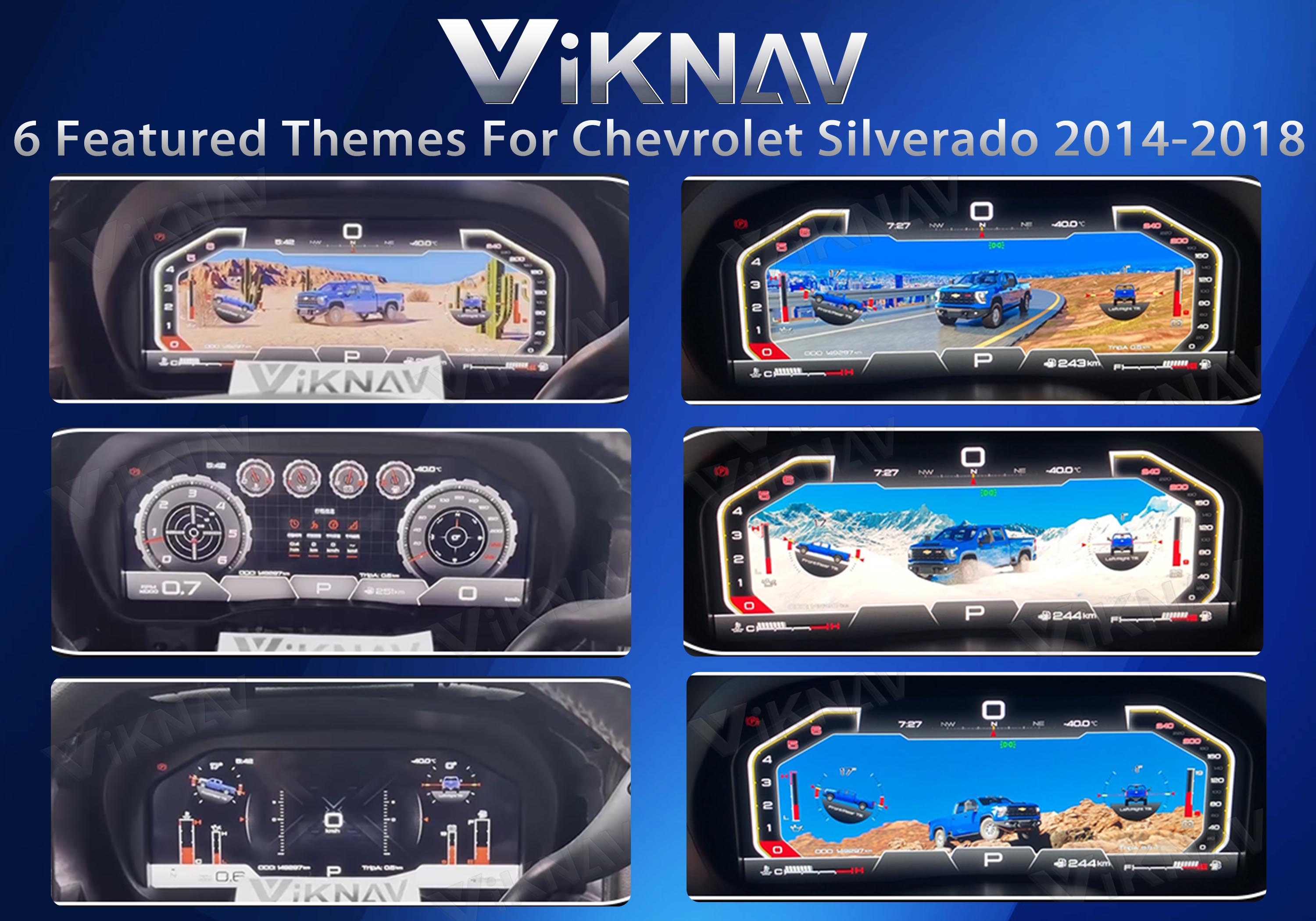 Viknav 13 Inch Car Digital Cluster For Chevrolet Silverado GMC SIERRA 2014-2018 LCD Car Digital Speedometer Dashboard Panel Instrument Panel Virtual