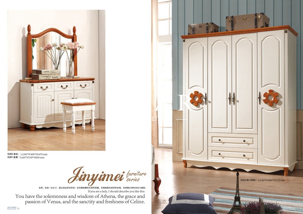 Antique Countryside Style 4 Doors Cloth Cabinet Wardrobes