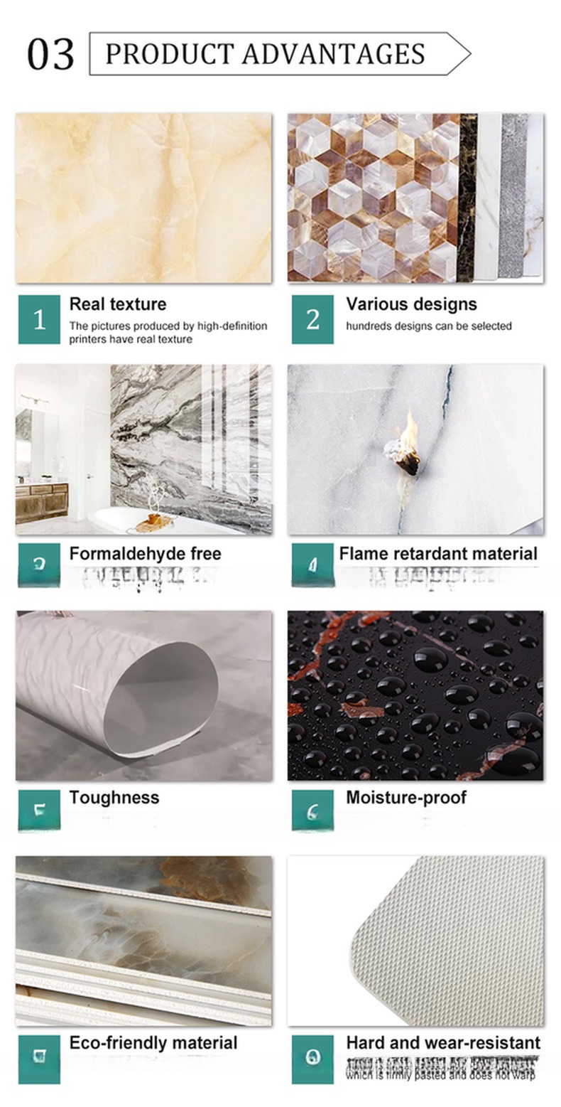 Hot Stamp PVC Faux Marble Sheet for Wall Decoration 1220x2440mm 1220x2800mm from Chinese