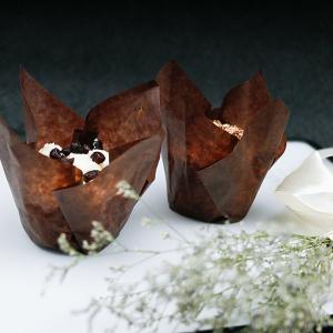 China Chocolate Brown Color Baked Good Packaging Tulip Cupcake Liners Anti Skid wholesale