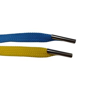 China Braided Polyester Cord Colorful 15mm Flat Tubular For Handbag With Metal Aglets wholesale