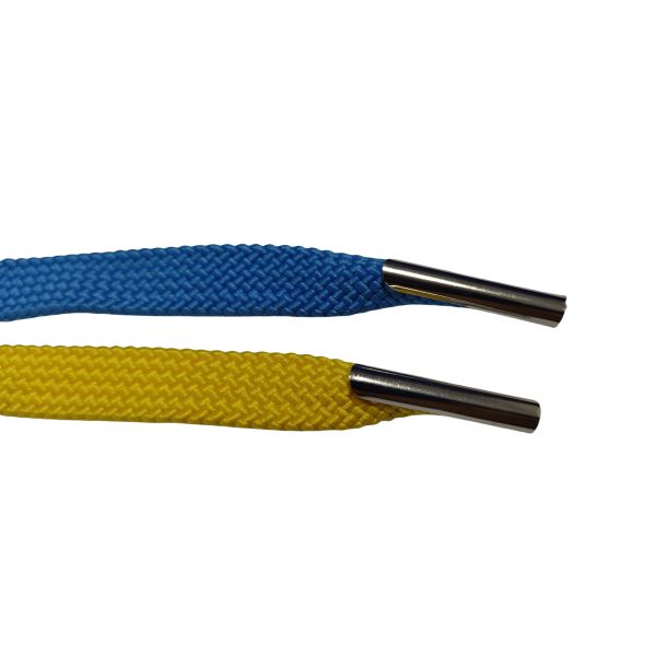 Braided Polyester Cord Colorful 15mm Flat Tubular For Handbag With Metal Aglets