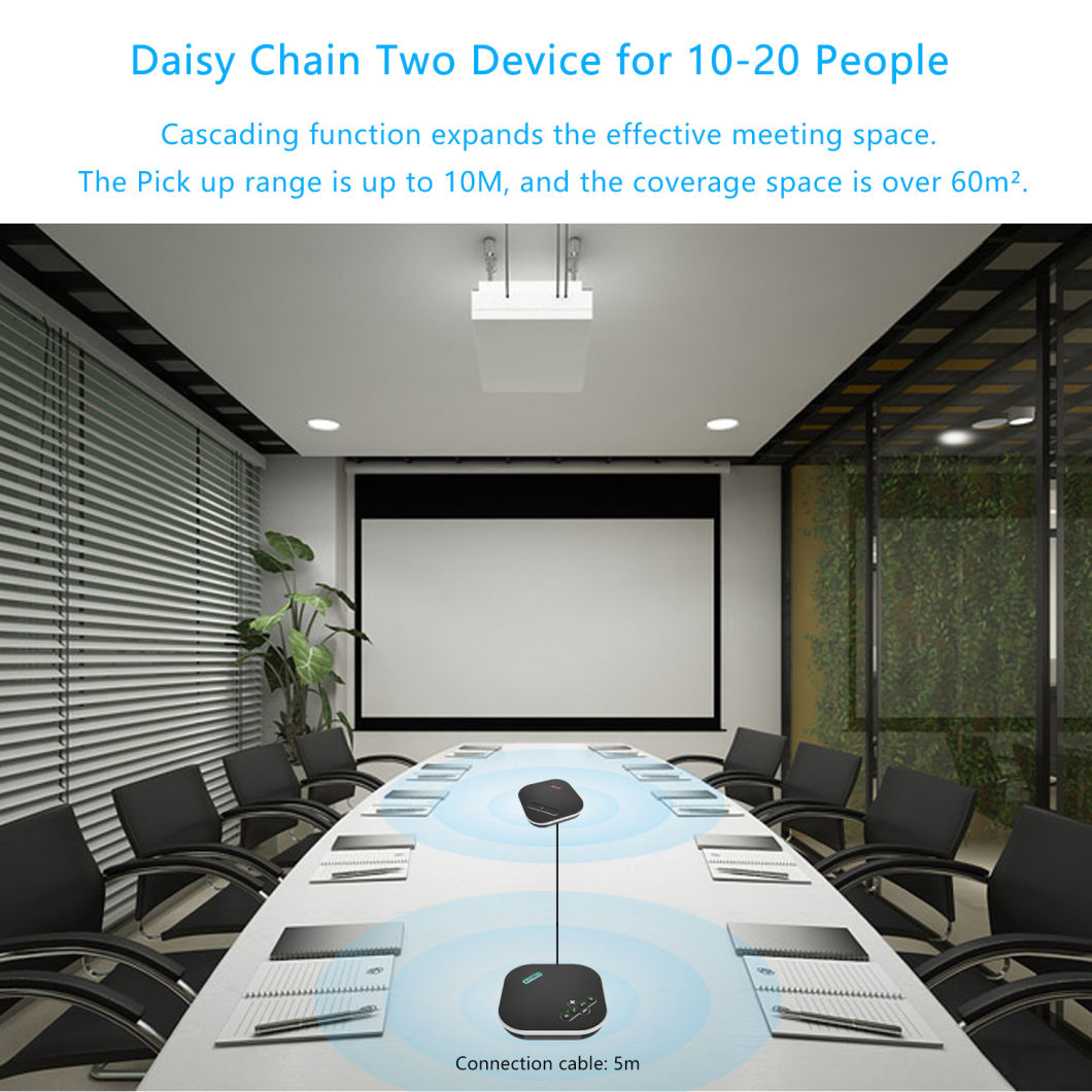 Na200ex USB Speakerphone Built-in 4 Mics Enhanced Voice Pickup Daisy Chain Conference Speaker for Midium and Large Meeting Room Compatible with Leading Platform