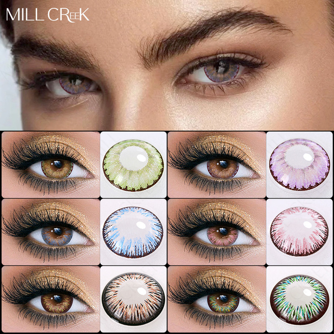 Customized Lime Green Brown Colored Brand Contact Lenses For Brown Eyes 14.2mm