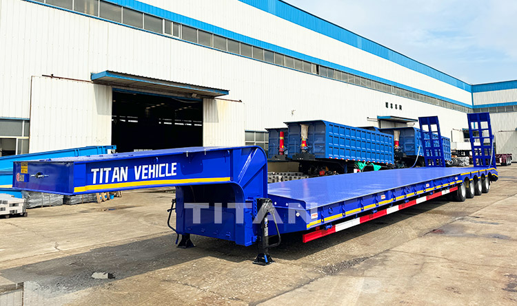 TITAN Heavy Duty 4 Axle 100 Ton Lowbed Truck Trailer Low Bed Semi Trailer for Sale