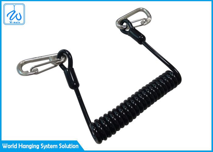Coil Lanyard Nylon Coated Wire Rope Safety Lanyard For Fall Protection