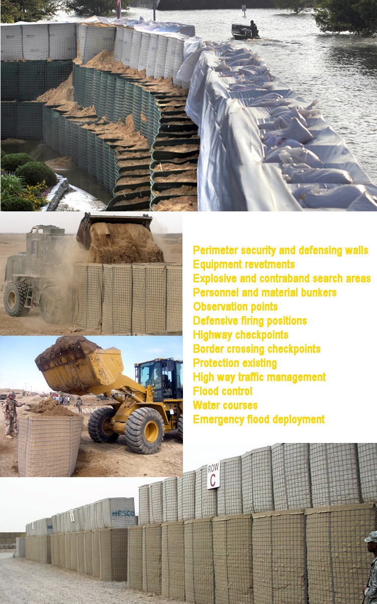 Mil1 Hesco Bastion Wall 0.5M-2.0M Width Strong Tensile Strength