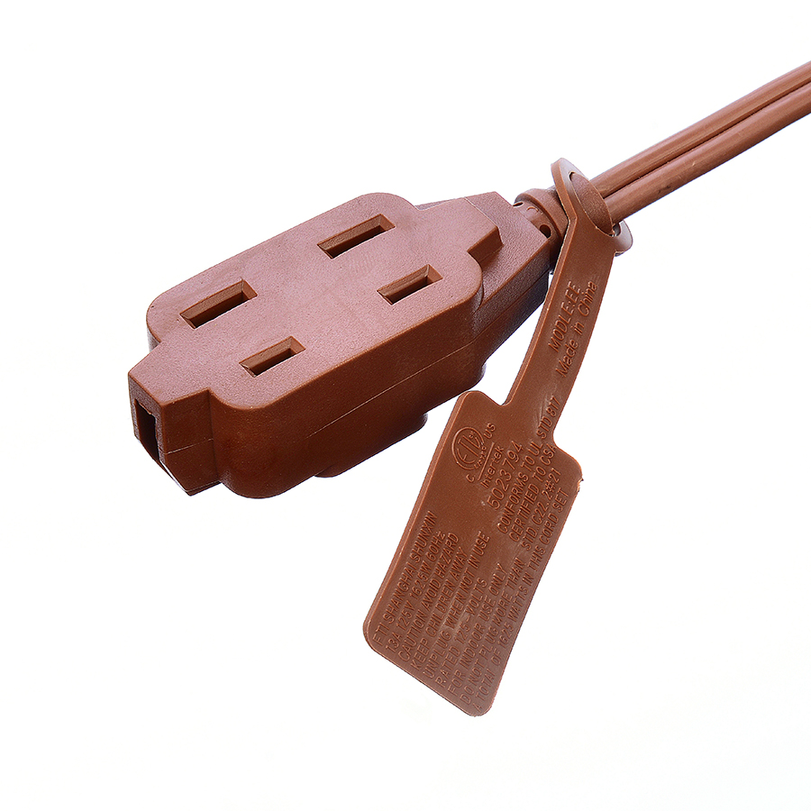2X16AWG Brown Insulation Protection ETL Plug Power Cord Extension Cord NEMA Male End Type ETL Compliant ETL Certified