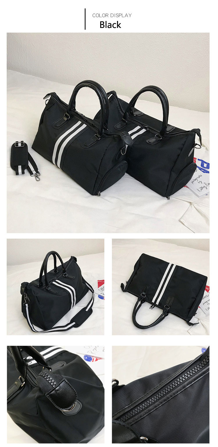 Black Mens Sports Duffle Bag Nylon Gym Duffle Bag With Shoe Compartment