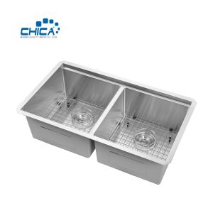 China Handmade Kitchen Sink Topmount Kitchen Sink Double Bowl Kitchen Sink Stainless Steel Kitchen Sink wholesale